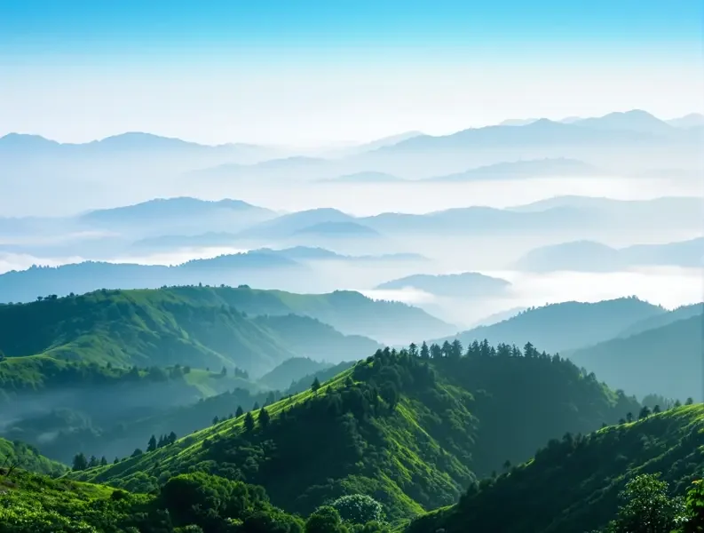 晨雾中的青翠山峦 - 模特写真高清写真