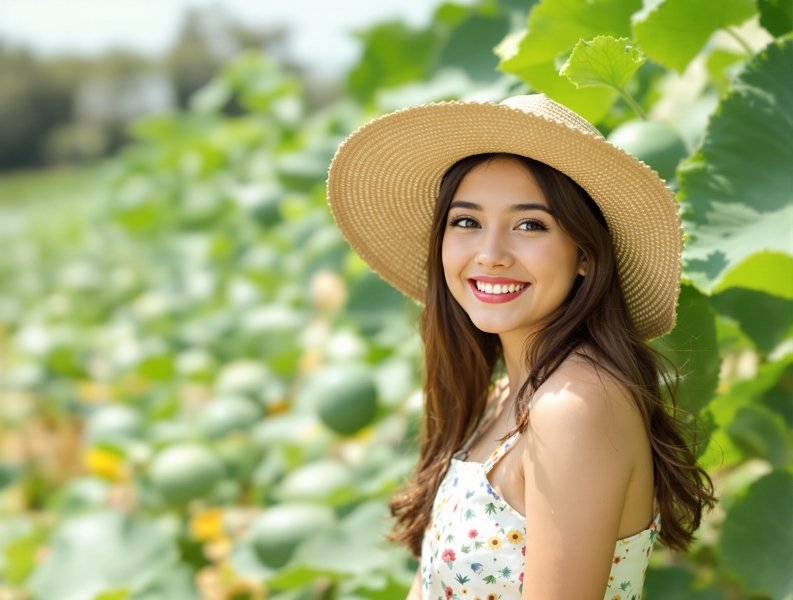 戴草帽的田园少女 - 模特写真高清写真